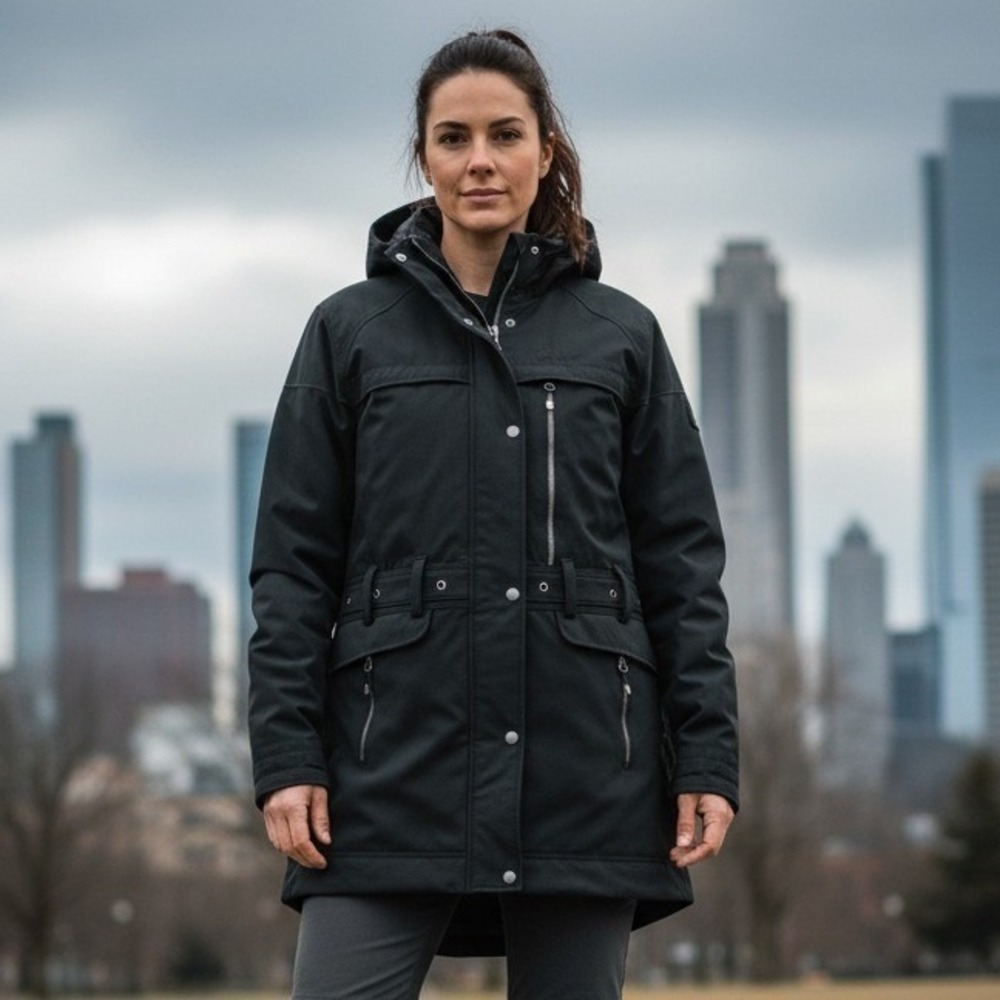Obermeyer Coat Jacket‎ Women's Size L Hooded Winter Black Zip Pockets Outdoors